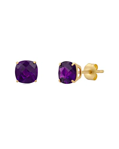 Maxcolor 14k 3.20 Ct. Tw. Amethyst Studs In Gold