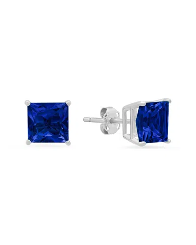Maxcolor 14k 3.20 Ct. Tw. Lab-grown Blue Sapphire Studs