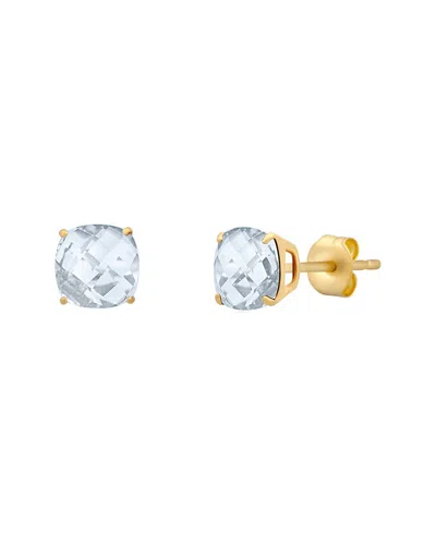 Maxcolor 14k 3.40 Ct. Tw. Aquamarine Studs In Blue