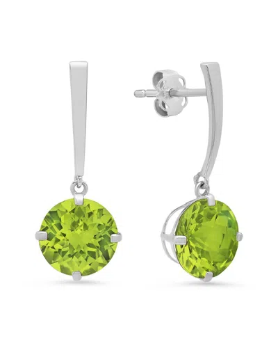 Maxcolor 14k 3.40 Ct. Tw. Peridot Drop Earrings In Green