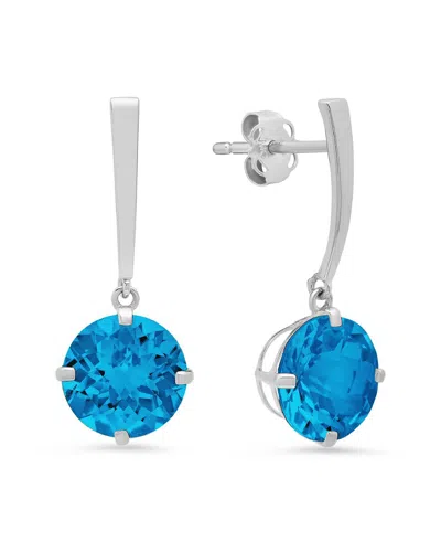 Maxcolor 14k 3.90 Ct. Tw. Blue Topaz Drop Earrings