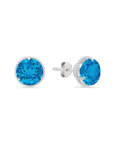 Maxcolor 14k 3.90 Ct. Tw. Blue Topaz Halo Studs