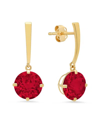 Maxcolor 14k 4.10 Ct. Tw. Lab-grown Ruby Drop Earrings