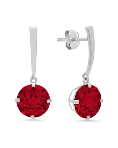 Maxcolor 14k 4.10 Ct. Tw. Lab-grown Ruby Drop Earrings In Metallic