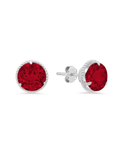Maxcolor 14k 4.10 Ct. Tw. Lab-grown Ruby Halo Studs