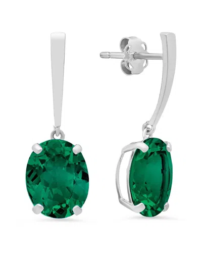 Maxcolor 14k 4.30 Ct. Tw. Lab-grown Emerald Drop Earrings