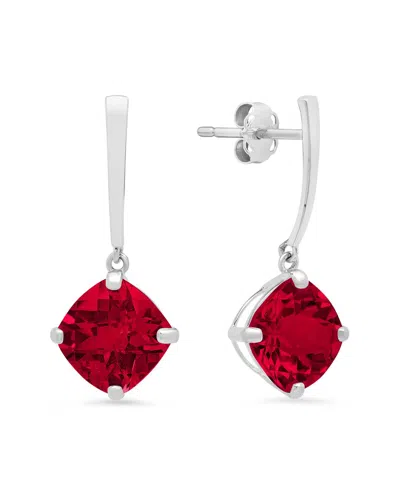 Maxcolor 14k 4.40 Ct. Tw. Lab-grown Ruby Drop Earrings