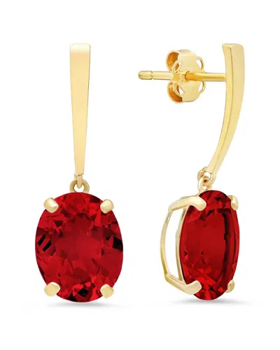 Maxcolor 14k 5.40 Ct. Tw. Lab-grown Ruby Drop Earrings In Red