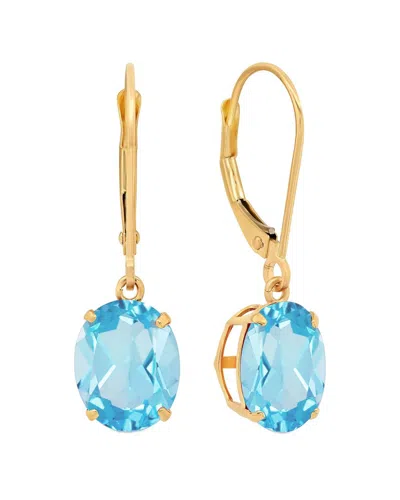 Maxcolor 14k 5.50 Ct. Tw. Blue Topaz Dangle Earrings