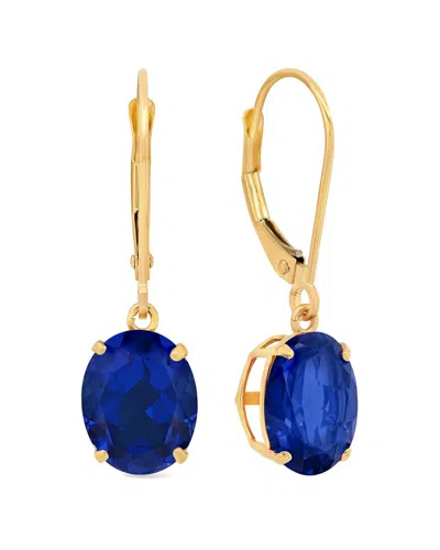 Maxcolor 14k 5.60 Ct. Tw. Lab-grown Blue Sapphire Dangle Earrings