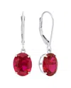 Maxcolor 14k 5.60 Ct. Tw. Lab-grown Ruby Dangle Earrings