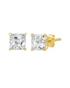 Maxcolor 14k Cz Stud Earrings In Gold