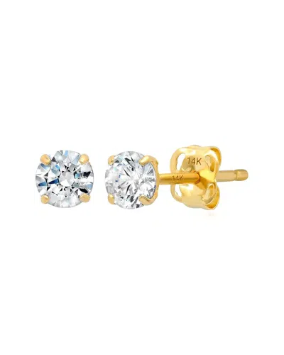 Maxcolor 14k Cz Stud Earrings In Gold