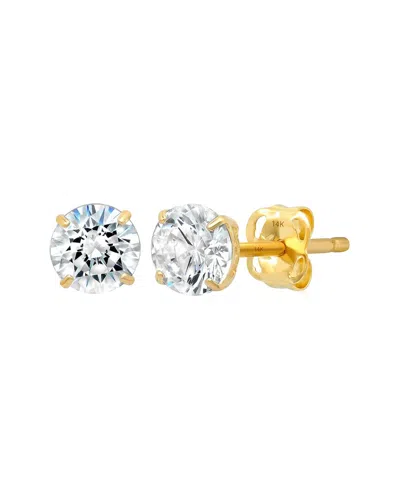 Maxcolor 14k Cz Stud Earrings In Gold