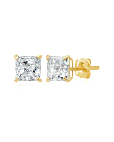 Maxcolor 14k Cz Stud Earrings In Gold