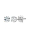 Maxcolor 14k Cz Stud Earrings In Silver