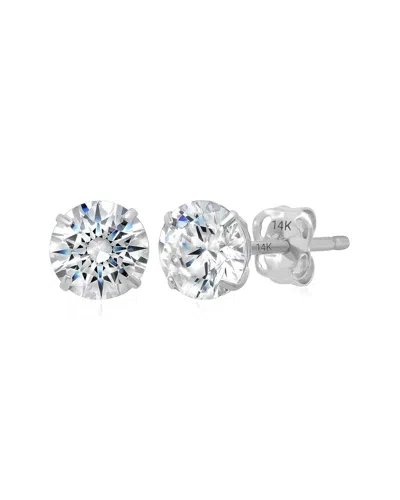 Maxcolor 14k Cz Stud Earrings In Metallic
