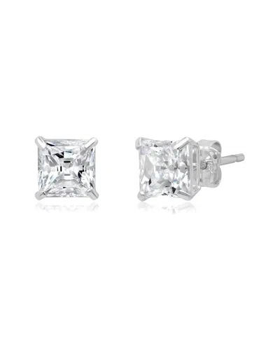 Maxcolor 14k Cz Stud Earrings In Metallic