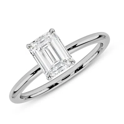 Maxcolor 14k Gold 1.5 Carat Emerald Sahped Cubic Zirconia Solitaire Engagement Ring In Metallic