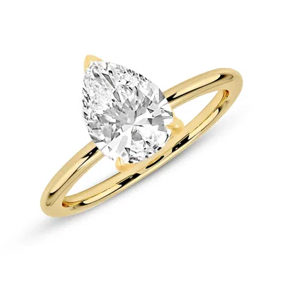 Maxcolor 14k Gold 1.7 Carat Pear Cubic Zirconia Solitaire Engagement Ring