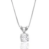 Maxcolor 14k Gold 5mm Solitaire Cubic Zirconia Pendant Necklace With 18 Inch Box Chain In White