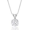 Maxcolor 14k Gold 6.5mm Solitaire Cubic Zirconia Pendant Necklace With 18 Inch Box Chain In White