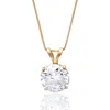 Maxcolor 14k Gold 7.5mm Solitaire Cubic Zirconia Pendant Necklace With 18 Inch Box Chain In Gold