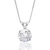 Maxcolor 14k Gold 7.5mm Solitaire Cubic Zirconia Pendant Necklace With 18 Inch Box Chain In Silver