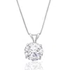 Maxcolor 14k Gold 8mm Solitaire Cubic Zirconia Pendant Necklace With 18 Inch Box Chain In White
