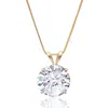 Maxcolor 14k Gold 9mm Solitaire Cubic Zirconia Pendant Necklace With 18 Inch Box Chain In Gold