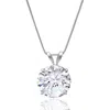 Maxcolor 14k Gold 9mm Solitaire Cubic Zirconia Pendant Necklace With 18 Inch Box Chain In White