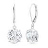 Maxcolor 14k Gold Leverback 10mm Cubic Zirconia Dangle Earrings In Metallic