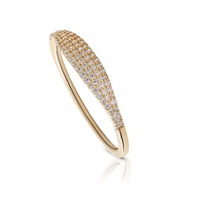 Maxcolor 14k Gold Pavé Lab Grown Diamond Thin Dôme Ring In Yellow