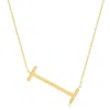 Maxcolor 14k Gold Plated Sterling Silver Large Sideways Block Initial Letter Pendant Necklace With 16 Inches  In Gold