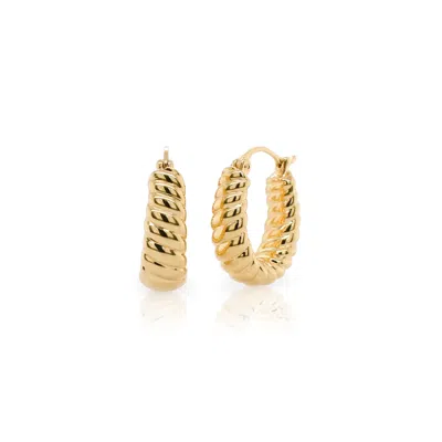 Maxcolor 14k Gold Resin Filled Electroform Rope Textured Hoop Earrings In Yellow