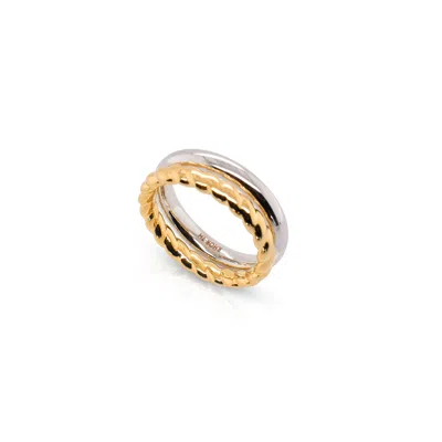 Maxcolor 14k Gold Resin Filled Electroform Set Of Two Rings In Yellow