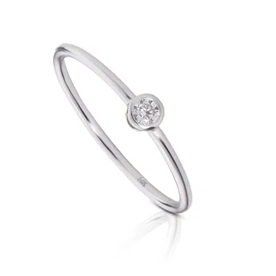Maxcolor 14k Gold Solo Lab Grown Diamond Bezel Ring In White