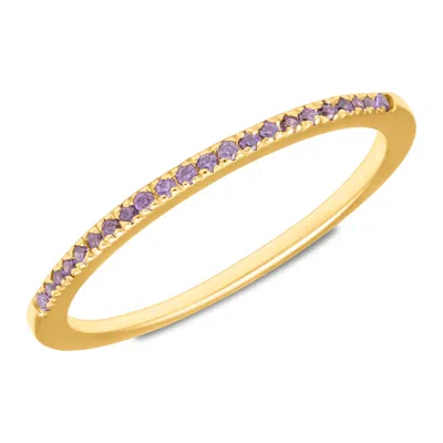 Maxcolor 14k Gold Vermeil Birthstone 1mm Cubic Zirconia Ring