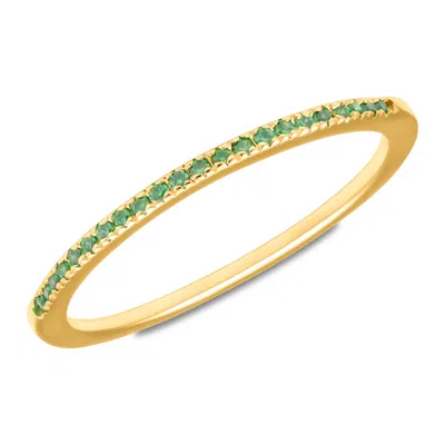 Maxcolor 14k Gold Vermeil Birthstone 1mm Cubic Zirconia Ring In Green