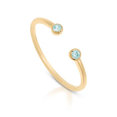 Maxcolor 14k Gold Vermeil Birthstone 2mm Cubic Zirconia Open Bezel Ring