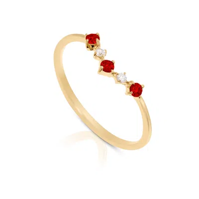 Maxcolor 14k Gold Vermeil Birthstone 2mm Cubic Zirconia Wishbone Ring In Red