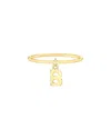 Maxcolor 14kt Yellow Gold B Initial Charm Ring
