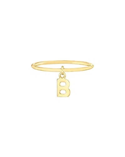 Maxcolor 14kt Yellow Gold B Initial Charm Ring