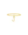Maxcolor 14kt Yellow Gold J Initial Charm Ring