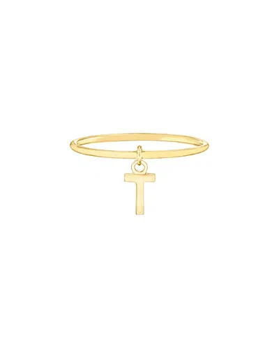 Maxcolor 14kt Yellow Gold T Initial Charm Ring