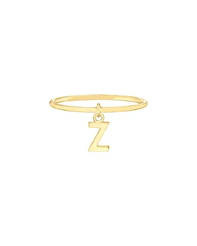 Maxcolor 14kt Yellow Gold Z Initial Charm Ring