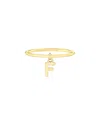 Maxcolor 14kt Yellow Gold F Initial Charm Ring