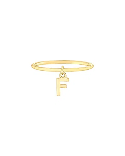 Maxcolor 14kt Yellow Gold F Initial Charm Ring