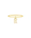 Maxcolor 14kt Yellow Gold E Initial Charm Ring