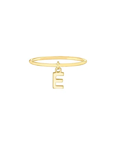 Maxcolor 14kt Yellow Gold E Initial Charm Ring